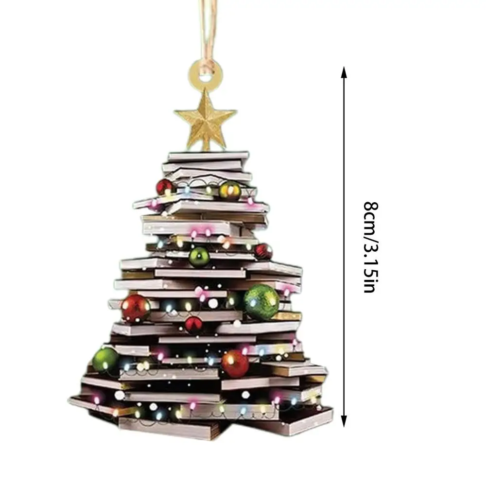 thumbnail image 1 of Adorno para árbol de Navidad con forma de libro creativo, acrílico, impresión plana, colgante para ventana del árbol del hogar, regalo para amantes de los libros, 1 of 5