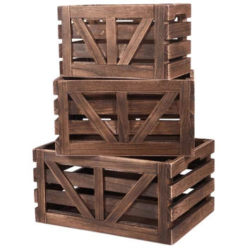 3-Piece Wood Storage Boxes with Handles – Stackable Organizer Bins 1