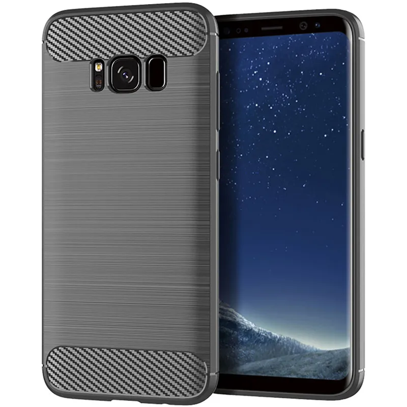 Shockproof Silicone Brushed Carbon Fiber Back Cover Case