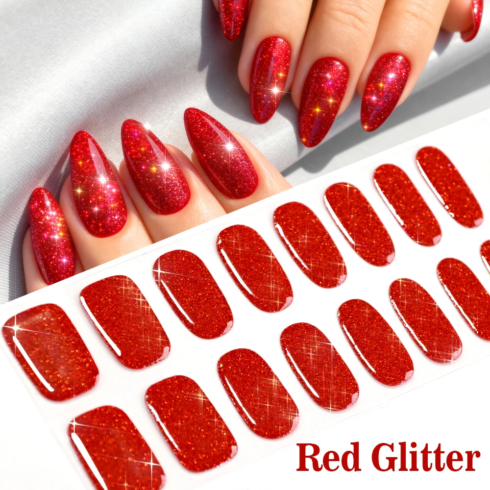 Elegant Pure Pink Semi-Cured Nail Stickers - Long-Lasting Self-Adhesive Gel Nail Wraps