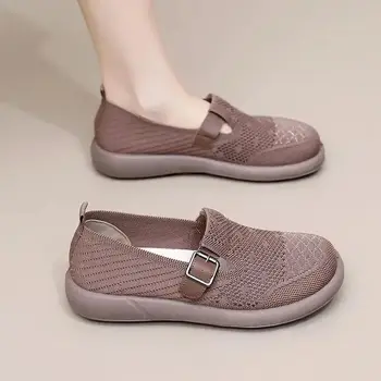 2025 Summer new women's thick-soled leisure shoes breathable comfortable anti-skid thick-soled solid color woven leisure 1