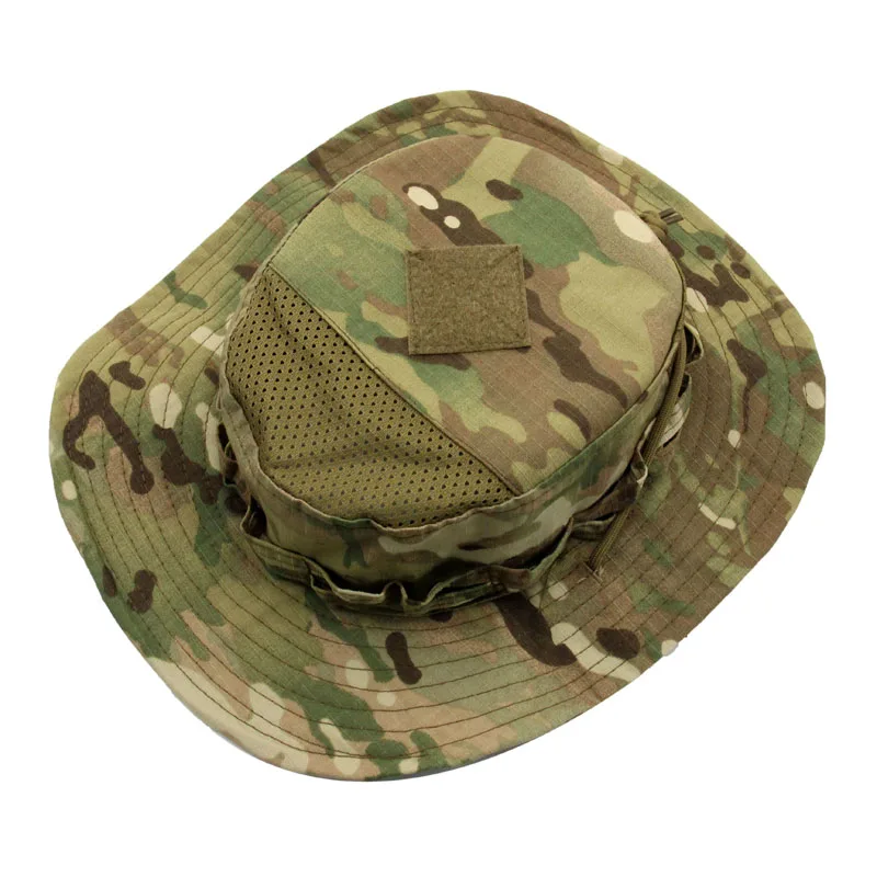 Camouflage Hat Square Brim Top Vent Green Ruins