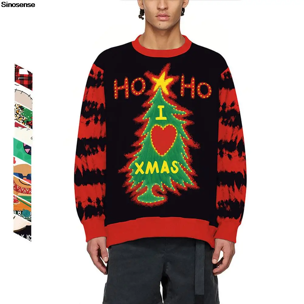 

Men Women Funny Ugly Christmas Sweater 3D Christmas Bell Bow Printed Holiday Party Sweatshirt Pullover Tacky Xmas Jumper Tops