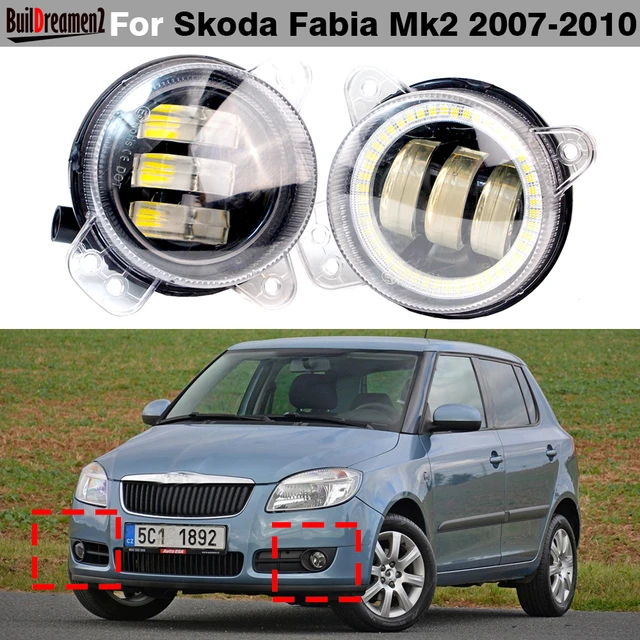 Phare antibrouillard LED Canbus Angel Eye pour voiture, feu diurne DRL,  30W, 9006, Skoda Fabia Mk2, 2007, 2008, 2009, 2010, 2 pièces - AliExpress