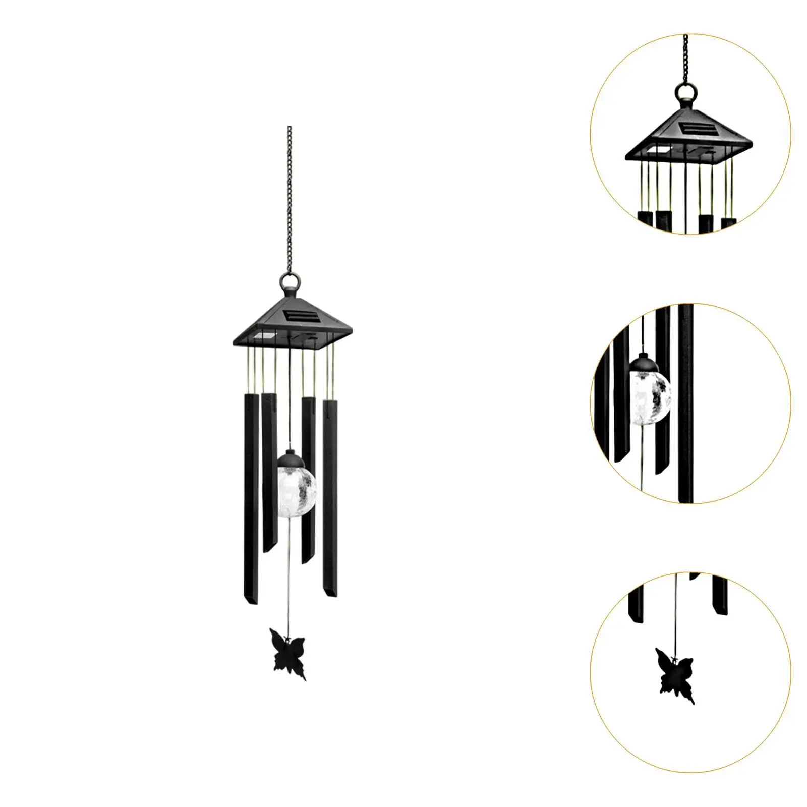 Solar Powered Light with Wind Chime for Gardening Gift Versatile Height 75cm