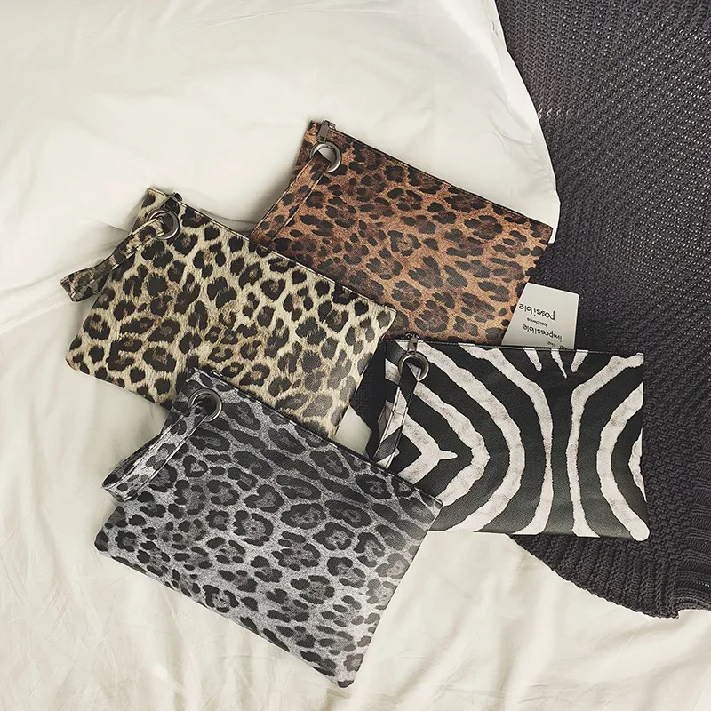 Casual Bags for Women Animal Print Leopard Clutch Female Fashion Design Leather Wallet Messenger Bag Ladies Elegant Handbag shoulder bags women evening bag canvas messenger bag