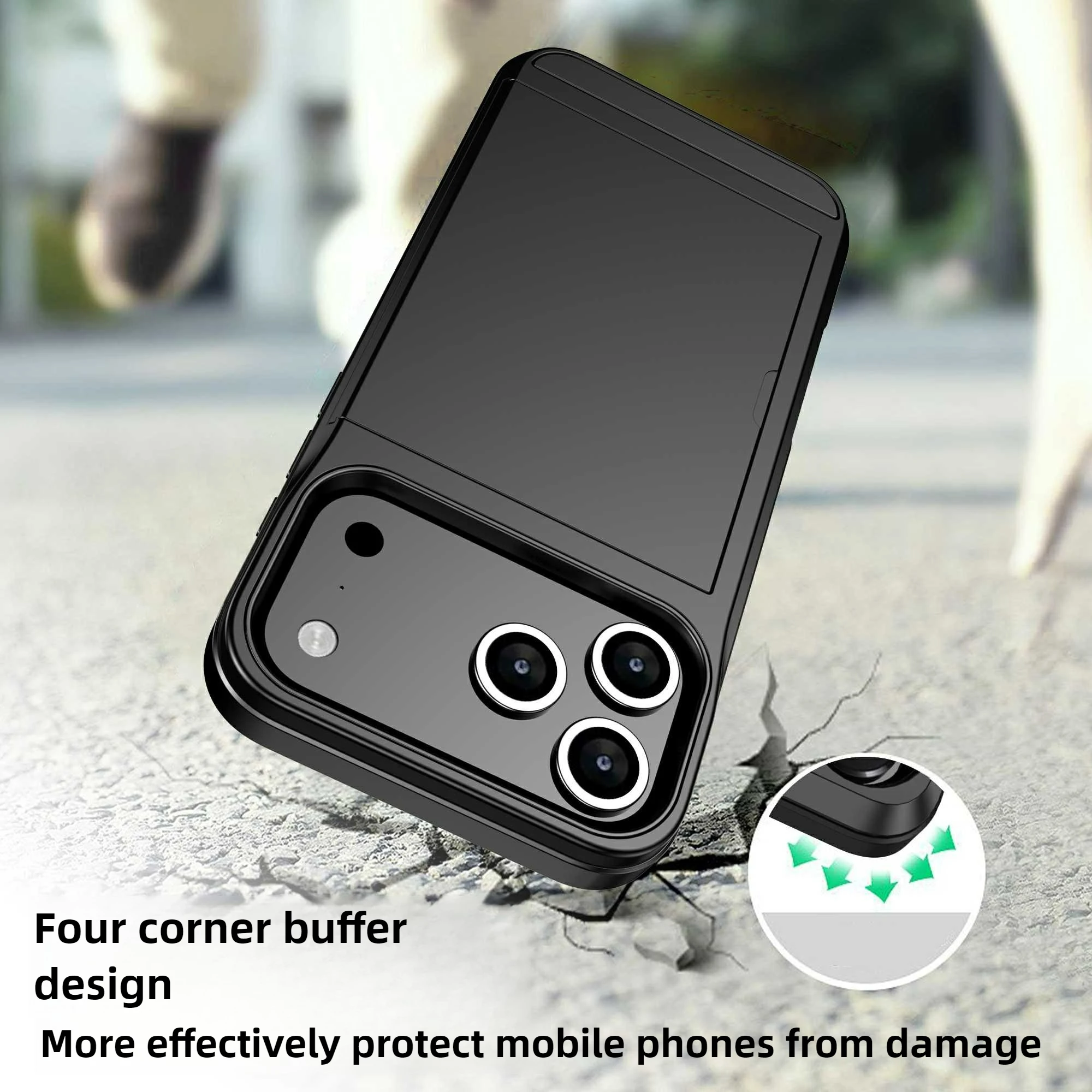 Wallet Card Holder Slide Slot Slim Hard Protective Case - Heavy Duty Cover