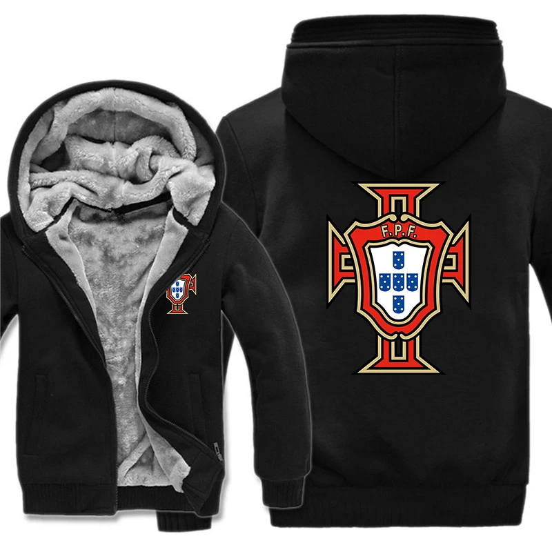 Portugal Hoodies Men Coat Winter Warm Fleece Portugal Sweatshirts Jacket Streetwear 2
