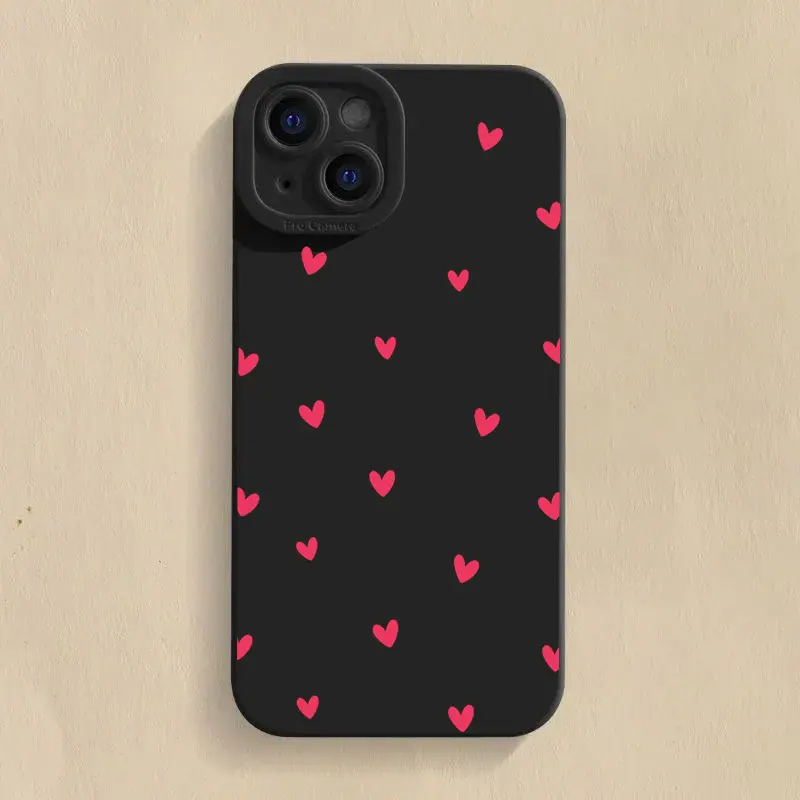 Black Love Heart Phone Case For iPhone 17 16 14 15 13 12 11 Pro Max X XR XS 7 8 15 16 Plus SE Shockproof Silicone Soft Cover - Image 12