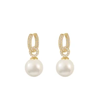 Advanced Geometric Round Micro Set Zircon Pink Pearl Pendant Earrings For Women 2025 Fashion Jewelry Accessories Girl’s Eardrop - Image 6