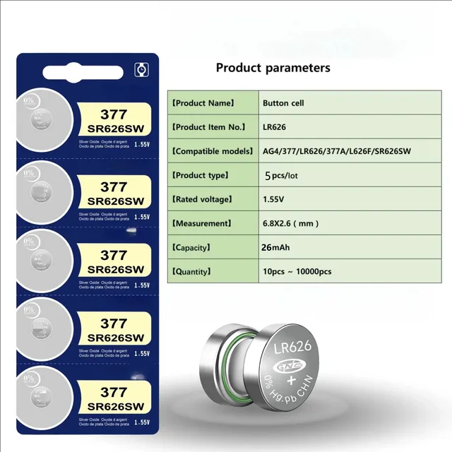 Pile bouton alcaline pour montres et jouets, sans mercure, 0% Pb, Hg, LR626,  AG4, 377, SR626, 177, LR66, 1.5 V, 24.com - AliExpress