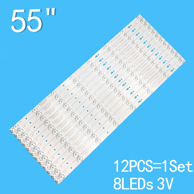 

12PCS 3V 8 Light 553mm For Haier LE55M600 LED55D8-ZC14-05 (A) (B) LE55F3000W LE55G3000 LE55A190 LH55U3200 LD55U3300 LE55M35S