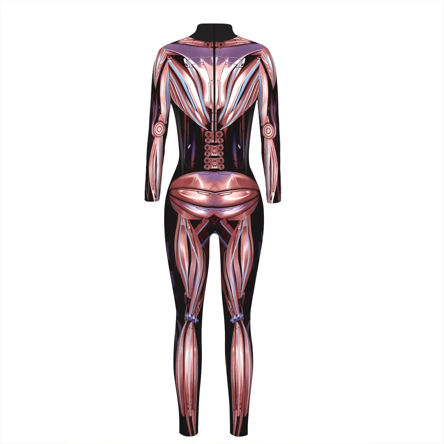 Halloween Horror Party Makeup Novelty White Bone Muscle Tissue Skeleton Skeleton Ball 3D Digital Printing Jumpsuit