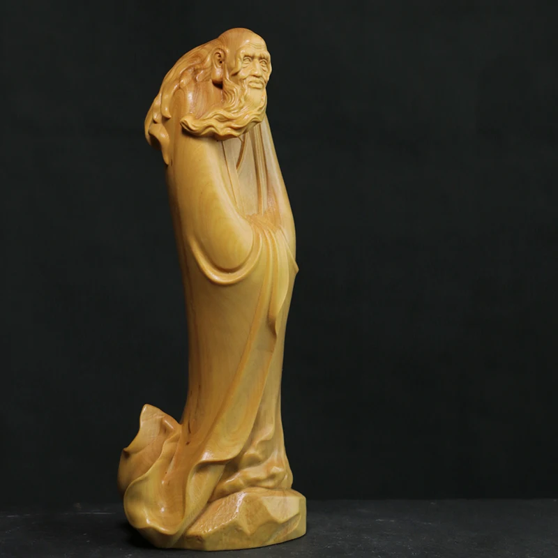 

Wooden 20cm Laozi Statue Chinese Feng Shui Blessing Sculpture Commercial Gift Hand Carved