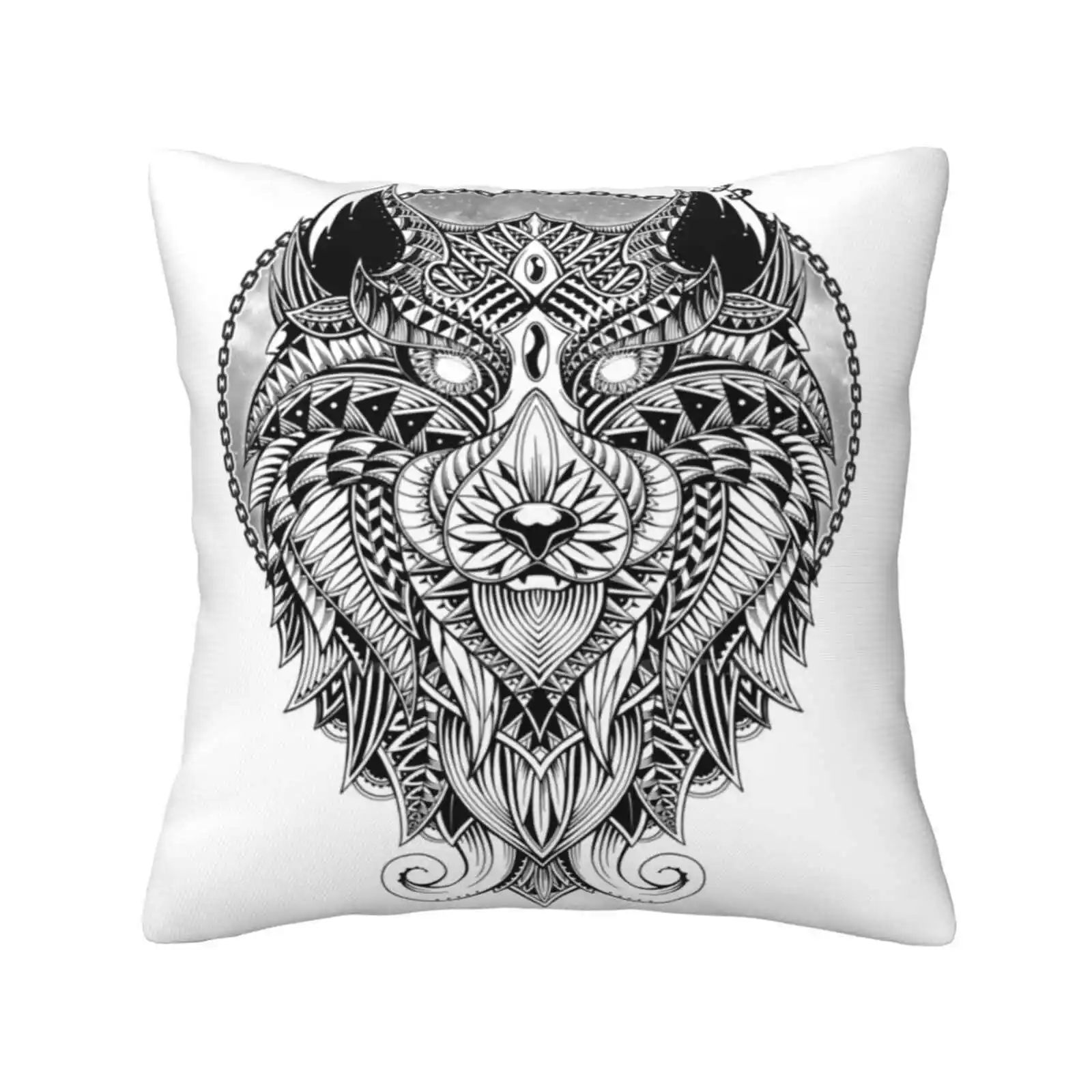 Wild Spirit Home Sofa Car Cushion Cover Federa Wolf Wolves Space Star Pattern Tattoo Ornament Ornate Zentangle Spirit