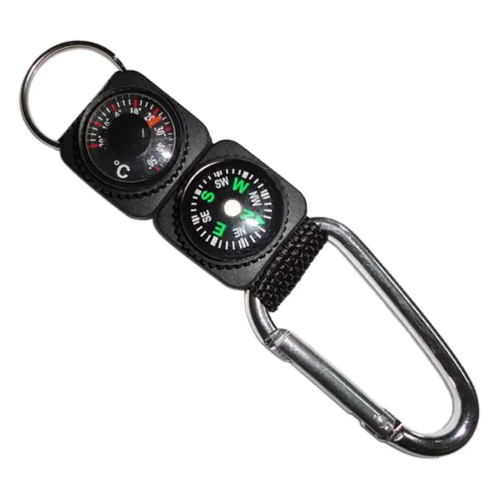 Description Picture 4 of item3 In 1 Multi-function Compass Thermometer Metal Carabiner Key Chain Camping Buckle Survival Tool Climbing Hiking Outdoor Gadget