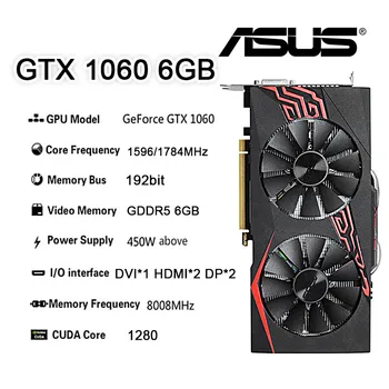 Б/у ASUS GeForce GTX 1060 6Игровая графическая карта G GDDR5 6pin PCI E 3 0