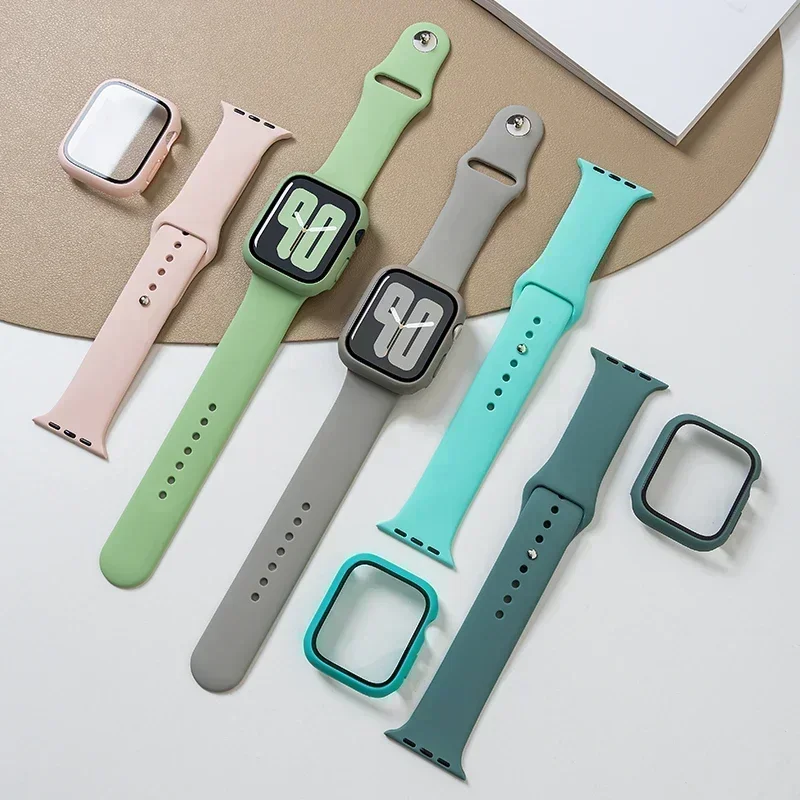 Glas + Hülle für Apple Watch 44 mm 40 mm 41 mm 38 mm 42 mm 45 mm 46 mm Displayschutzfolie Schutzhülle Apple Watch 10 8 7 9 6 SE 5 4 3 – Detail 17