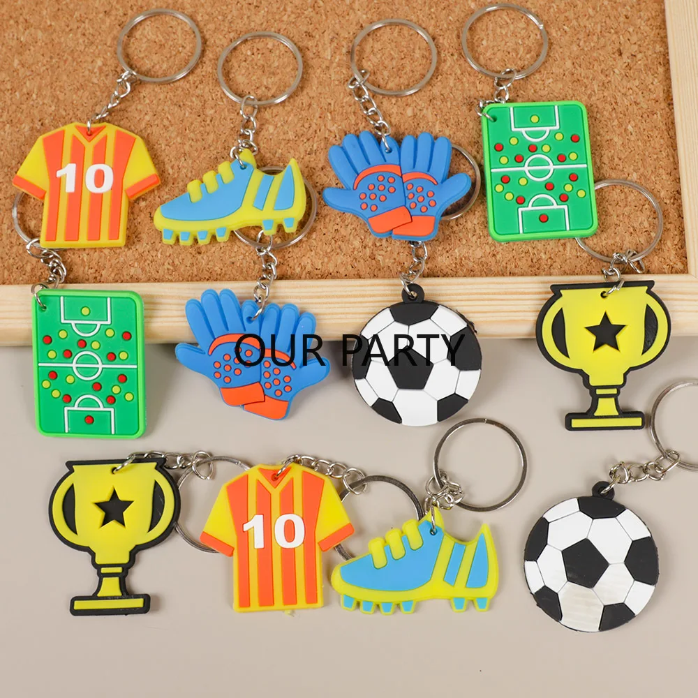 

12 шт. спортивные футбольные брелки из ПВХ, Футбольная модель, игрушка для детей, сувениры для дня рождения, сумка Goodie