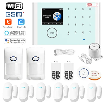 CS118 WiFi+GSM+GPRS 3 IN 1 Network Intelligent Home Alarm System Tuya APP Remote Control 433MHz Home Secure Door Bell Smart 1
