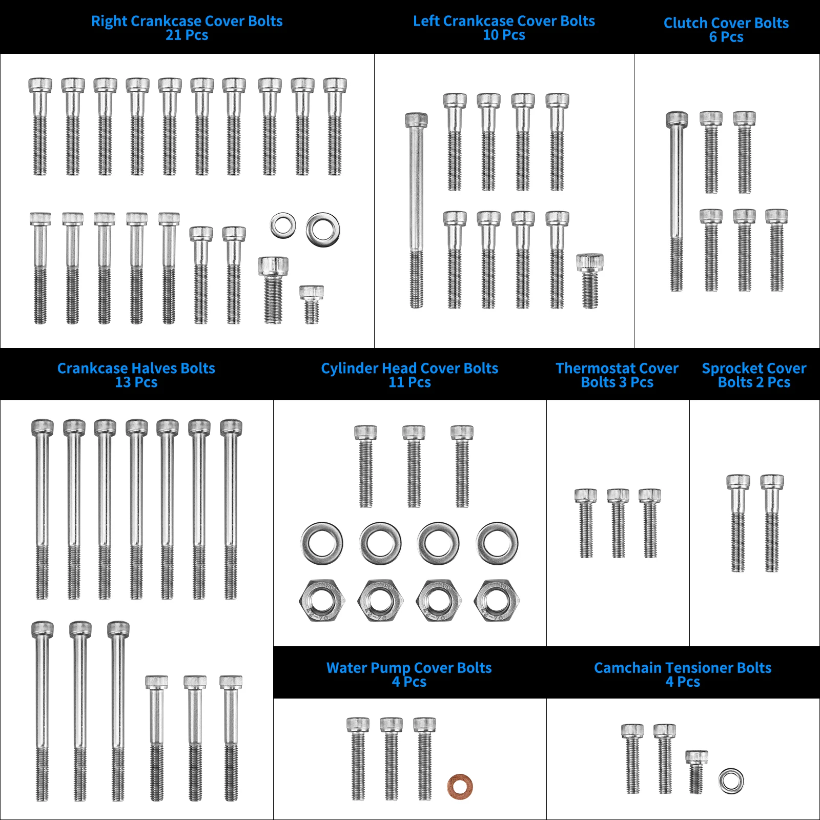 For ATV Honda TRX450R 2004 2005 Accessories Engine Bolts Screw Kit TRX 450R Crankcase Halves Cylinder Head Clutch Cover Bolts for vw golf 7 gti mk7 passat seat leon 5f mk3 skoda rapid octavia a7 audi car fuel brake pedal clutch pedals cover accessories