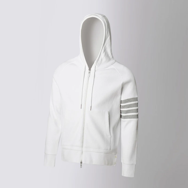 Tb Thom Men's Sweatshirts Spring Autumn Luxury Brand Hoodies White