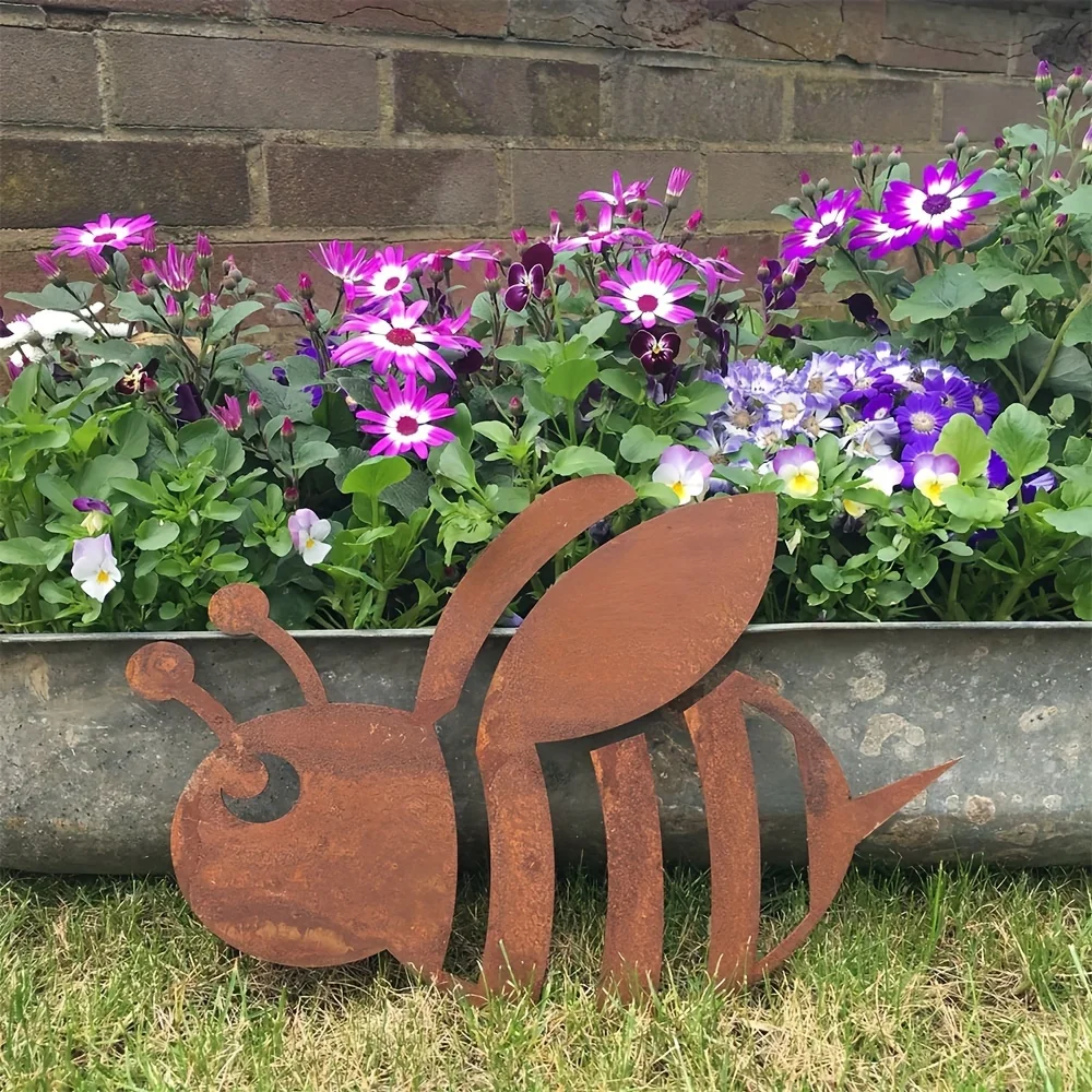 

1pc, Rusty Bee Home Sign, Home Gift, Wall Art, Fence Decor,Rustic Garden Ornament, Garden Wall Feature, Rusted Metal Wall Sign