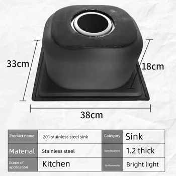 อ่างล้างจานสแตนเลสแบบช่องเดียว อ่างล้างผัก อ่างล้างจานขนาดกะทัดรัดสำหรับใช้ในครัวเรือน 2
