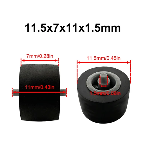 

11.5x7x11x1.5mm Rubber Pinch Roller Belt Pulley With Shaft For Cassette Tape Drives Walkman Player Audio Deck Tape Recorder