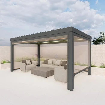 Pergola Bioclimatica in Alluminio per Giardino Esterno, Gazebo con Tetto a Lamelle Impermeabile, Kit Padiglione Parasole Regolabile
