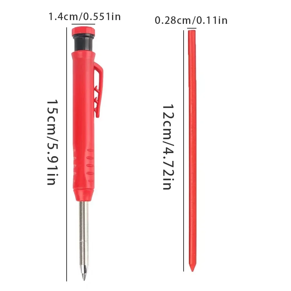 Solid Carpenter Pencil With Refill Lead And Built-in Sharpener For Deep Hole Mechanical Pencil Scribing Marking Woodworking Tool 5
