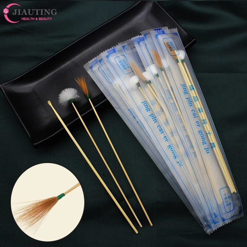 2/3PCS Goose Feather Earpick Wax Remover Curette Adult Bamboo Handle Ear Dig Tools Spoon Cleaner Stick Health Care Ear Cleaner 3