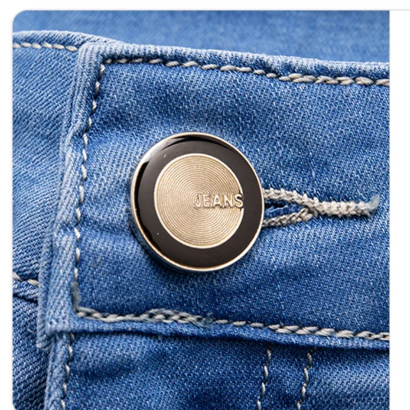 2024 Men Knee Length Soft Light Blue Casual Shorts Summer Brand Stretch Thin High Quality Cotton Denim Jeans  Plus Size 28-46 6