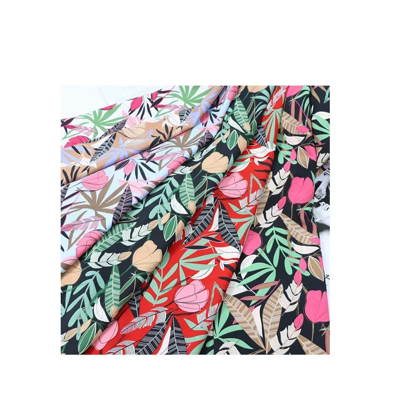 Bohemian Leaf Print Polyester Fabric Heat Band Rainforest Style Sellable Summer Dress Beach Pants Material For Clothing Accessor