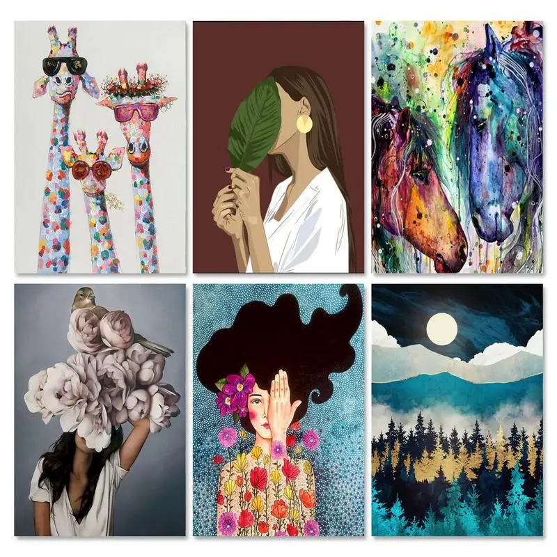 

GATYZTORY Modern Painting By Numbers Girl Flowers Acrylic Picture By Number Landscape Diy Handiwork Frameless For Home Decors