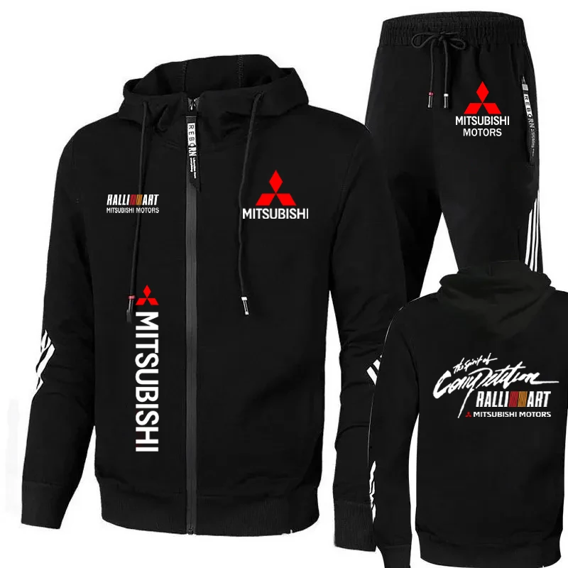 Mitsubishi Racing Motor Rally Suit Logo Print Zipper Sweatshirt