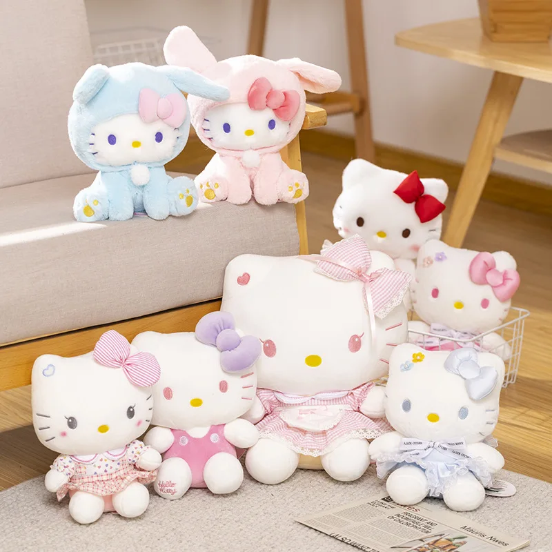 

Мягкая Плюшевая Кукла Hello Kitty кавайная Милая Sanrio мультяшная мягкая плюшевая кукла игрушка домашний спутник кукла девочка плюшевая игрушка подарок на день рождения