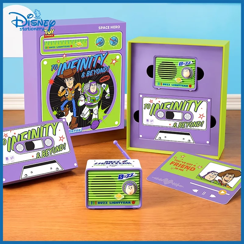 

Disney Genuine Buzz Lightyear Woody Retro Cartoon Cute Little Speaker Toy Story Film Series Decorate Birthday Gift Boyfriend Set