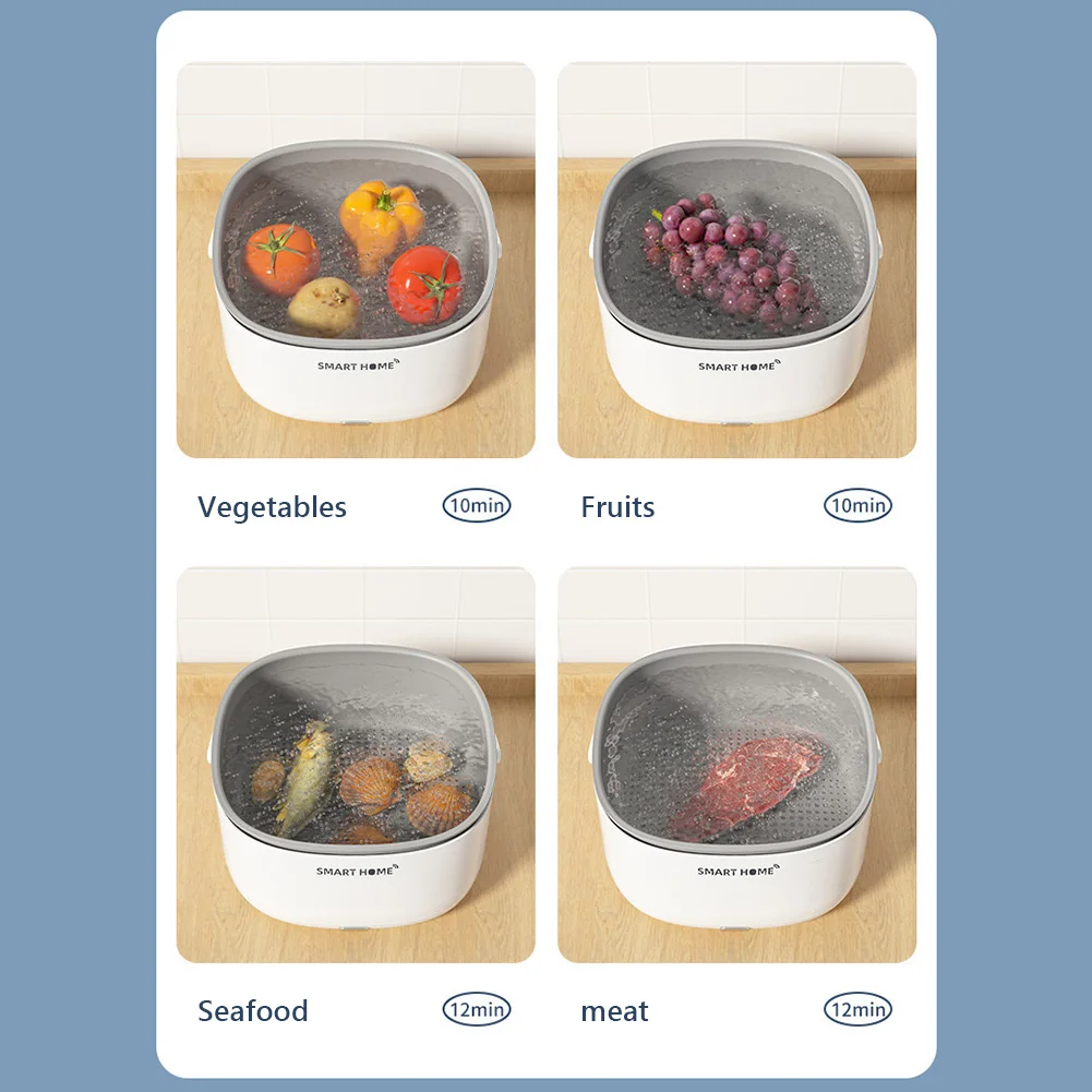 Ultrasound Electric Vegetable Washers Household Food Grains Purifie Basket Kitchen Gadgets for Tableware Bottles Home Appliance 4