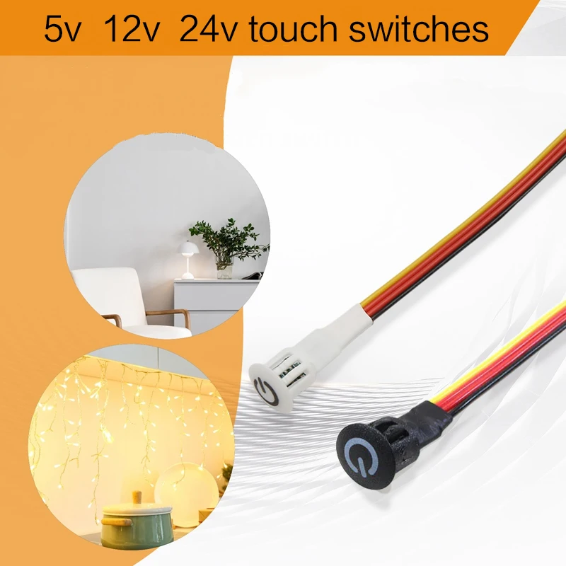 สมาร์ทบ้านเซ็นเซอร์สัมผัสปุ่มสวิตช์ควบคุมหรี่แสงได้สำหรับ DC5V 12V 24V สมาร์ทโฮม LED เทปตัวควบคุมหรี่ไฟ LED 1