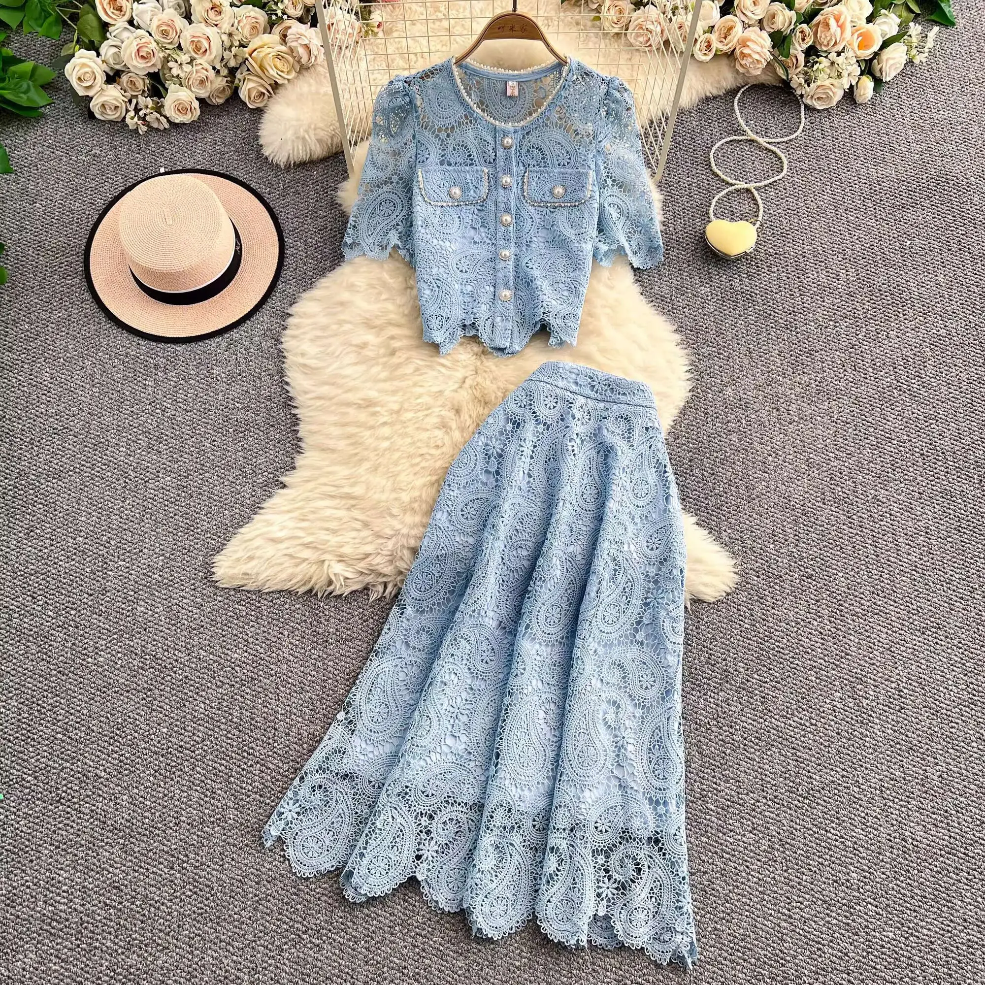 Blue lace set