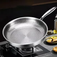 German Titanium Steel Frying Pan Uncoated Non Stick Pan Fish Scale Hammer Pattern Household Steak Frying Pan Kitchen Cookware