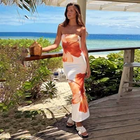 Women's 2024 Flower Printed Tubeless Dress