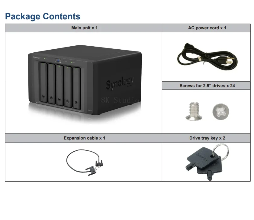 拡張ユニット Synology DX517 5ベイNAS Synology 5bay Expansion Unit DX517 (Diskless) 157 mm x 248 mm x