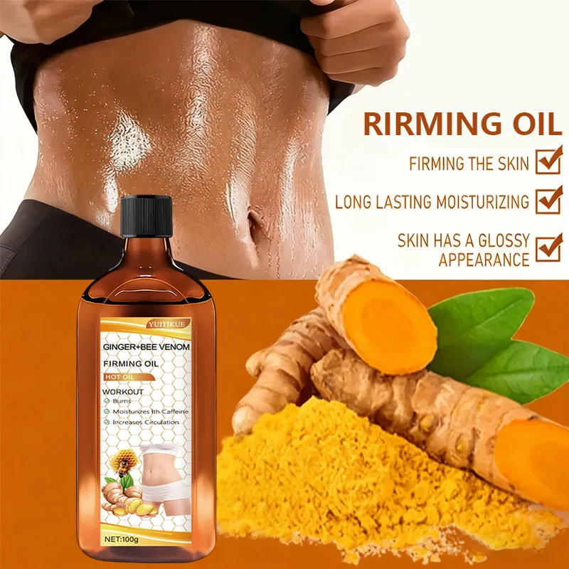 Ginger Bee Venom Firming Oil contains caffeine, moisturizes, promotes blood circulation, and is suitable for all skin types.