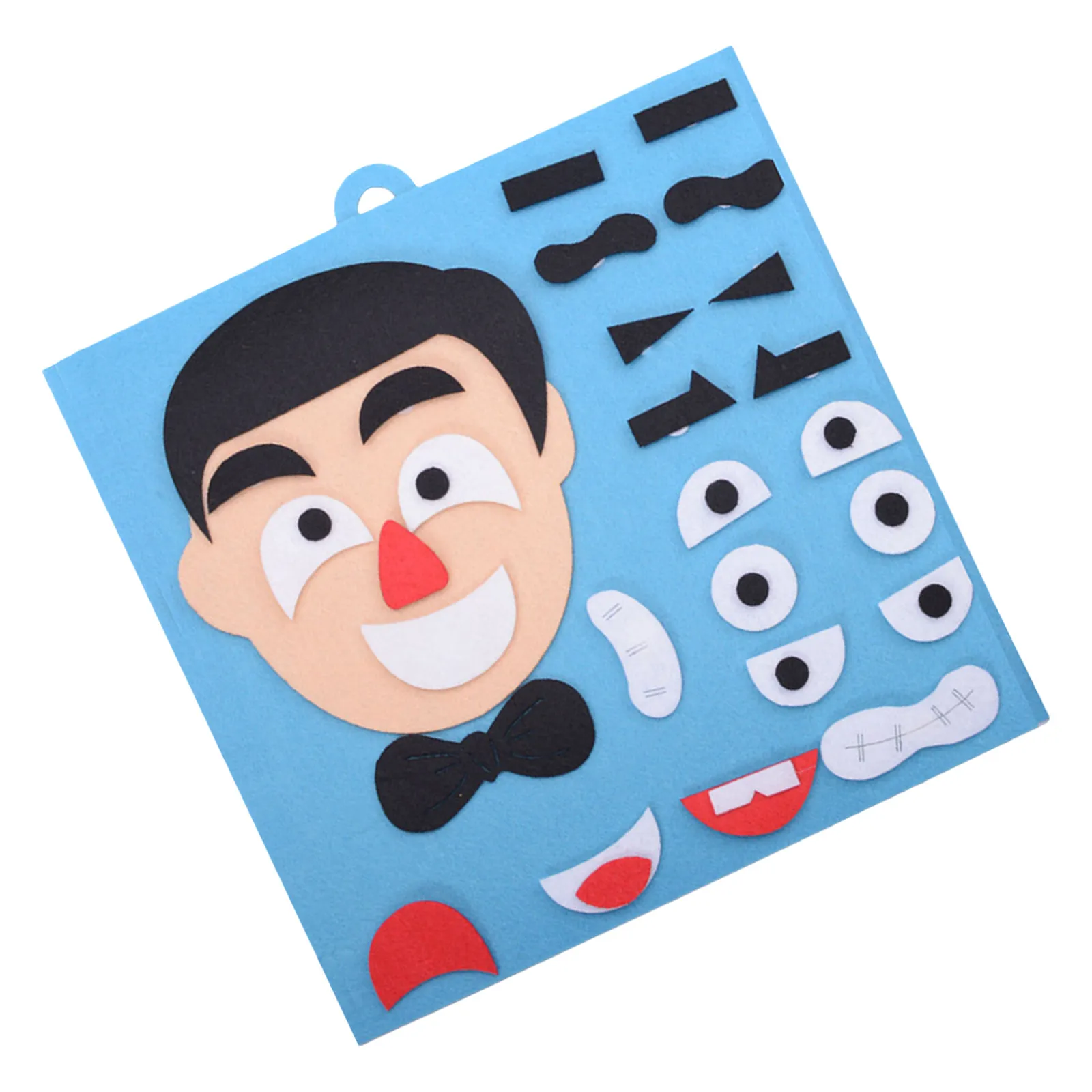 1Pcs 얼굴 퍼즐 교육 게임 - 블루 조기 발달 감정 인식 손과 눈의 협응 논리 매칭