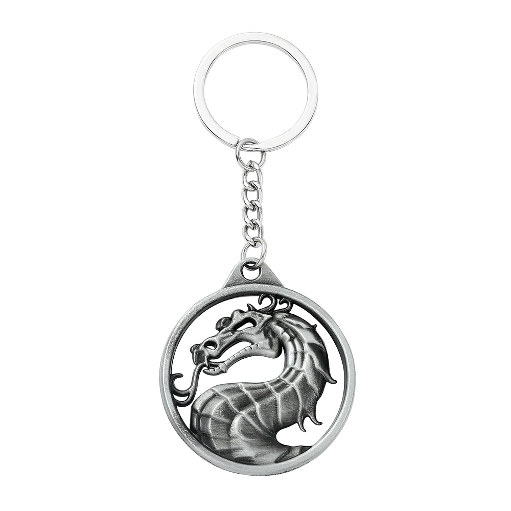 Mortal Kom-Bat Vintage Gothic Dragon Round Ciondolo Portachiavi Classic Men Portachiavi Collezione Accessori Regali