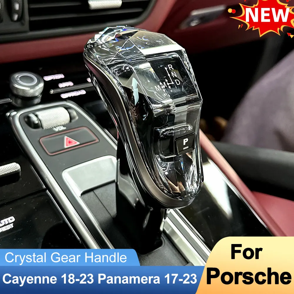 

New Style Crystal Gear Shift Lever Handle For Porsche Cayenne Coupe Turbo GTS Panamera Sport 2017-2023 Car Interior Accessories