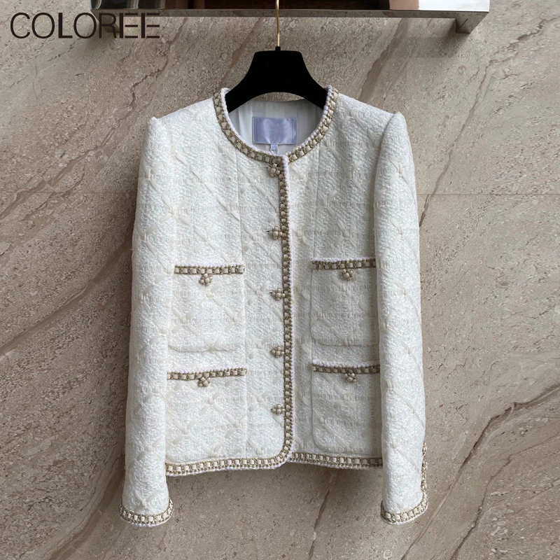 

Brand Designers Elegant White Wool Coat Women 2023 Korean Style Long Sleeve Loose Pocket Coat Chic Stylish Jacket Winter Autumn