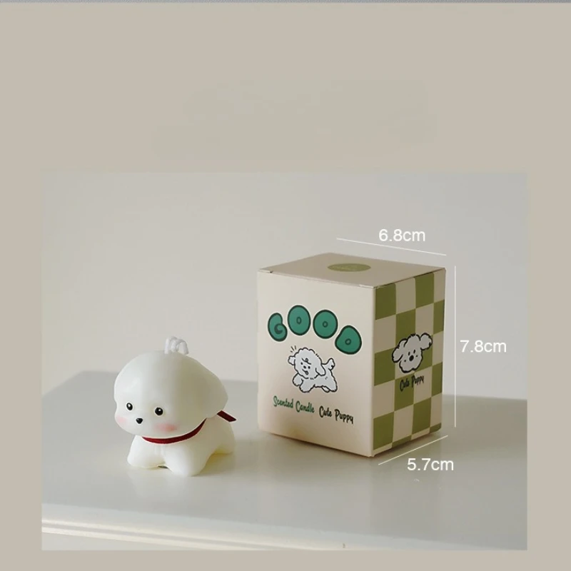 White Dog Shaped Scented Candle Paraffin Wax Home Decor Gift